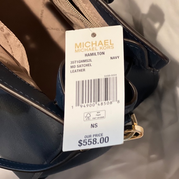 MICHAEL KORS HAMILTON MED SATCHEL- NAVY - Picture 14 of 15
